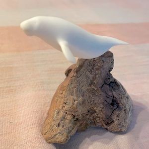 Vintage manatee mounted on natural peace of wood from 1970,s